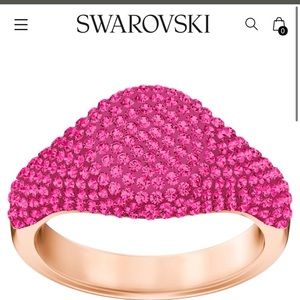 Swarovski Stone Signet Ring in Pink, Rose-gold tone plated